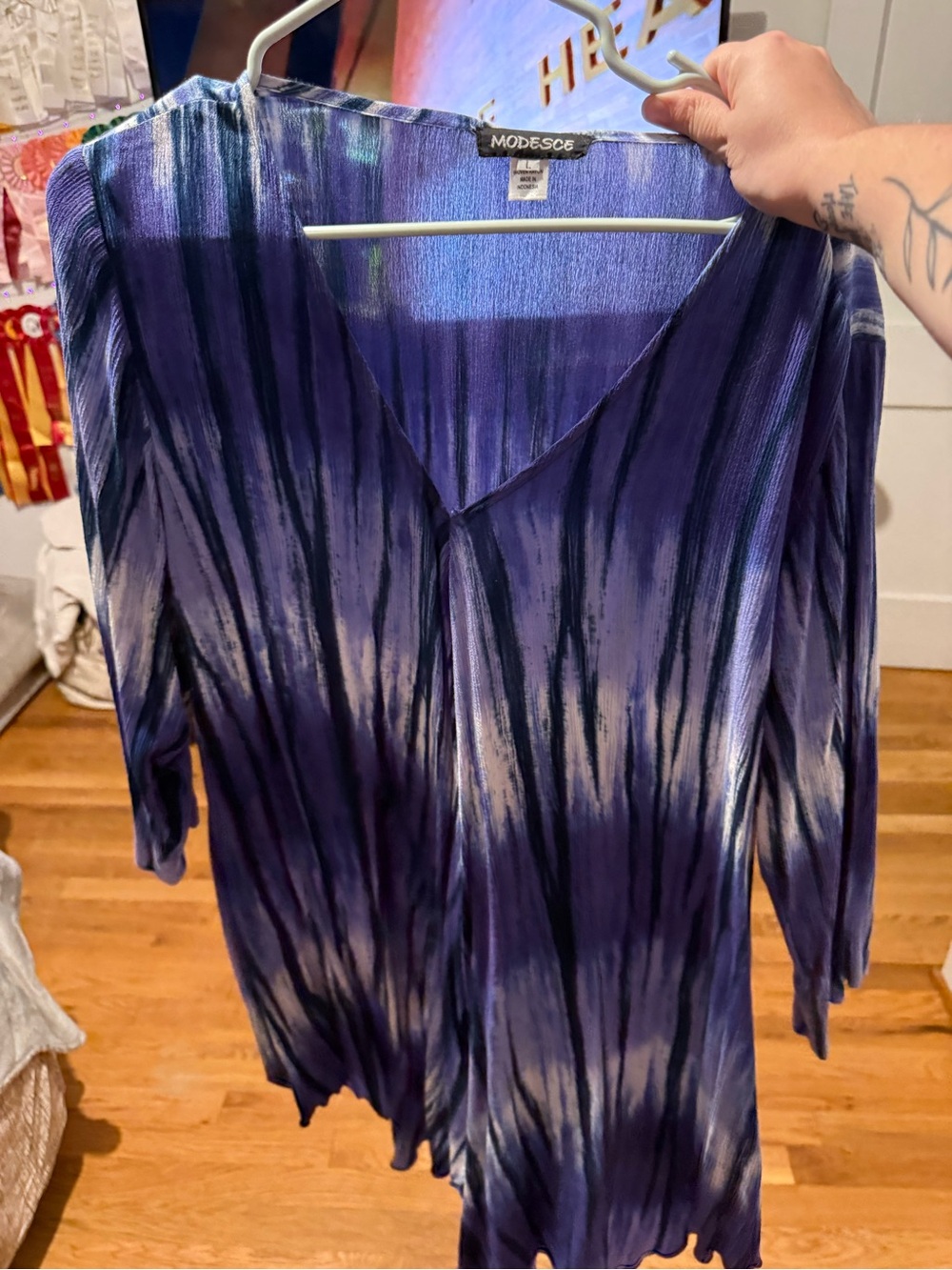 Women's V-Neck Purple Tie-Dye Tunic Top